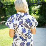 Maddi Top, Indigo Chrysanthemum