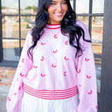Ho Ho Ho Relaxed Sweater, Blush