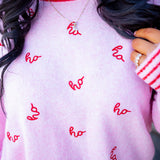 Ho Ho Ho Relaxed Sweater, Blush