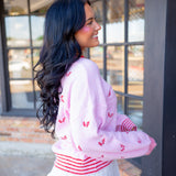 Ho Ho Ho Relaxed Sweater, Blush