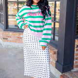 Ho Ho Ho Scallop Trim Sweater, Green