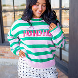 Ho Ho Ho Scallop Trim Sweater, Green