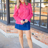 Candy Cane Ruffle Blouse, Red
