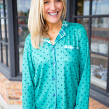 Plaid About You Polka Dots & Plaid PJ Set, Blue/Green