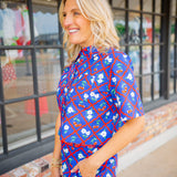 Remi Top, Navy Cherry