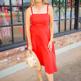 Apron Midi Dress, Scarlet Sand