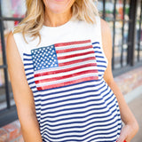Knit American Flag Stripe Tank, Multi