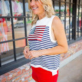 Knit American Flag Stripe Tank, Multi