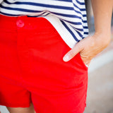 Side Slit Tennis Short, Scarlet Sand