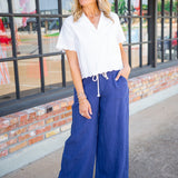 Clean Waist Pintuck Wide Leg, Nautical Night