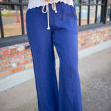 Clean Waist Pintuck Wide Leg, Nautical Night