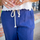 Clean Waist Pintuck Wide Leg, Nautical Night