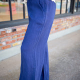 Clean Waist Pintuck Wide Leg, Nautical Night