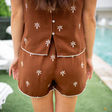 Drawstring Short With Scallop Trim, Coconut Palm Print