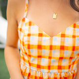 Sunshine Check Top, Orange/Multi