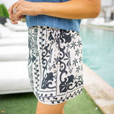 Wrap Skirt With Sash, Tropical Bandana Print