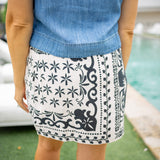 Wrap Skirt With Sash, Tropical Bandana Print