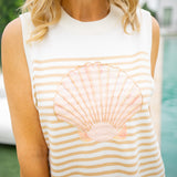 Ivory & Tan Striped Shell Knit Tank