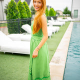 Jade Embroidered Bodice Midi Dress, Iris Embroidery