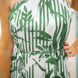 Flowy Strapless Midi Dress, Palm Paradise Print
