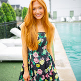 Olympia Dress, Black Ditsy Floral