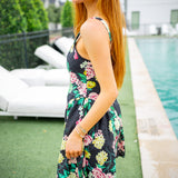 Olympia Dress, Black Ditsy Floral