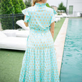 Mirabella Dress, Foulard Border Light Aqua