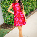 Ooh La Petal Mini Dress, Magenta/Red