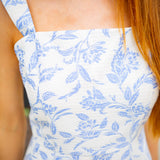 Chateau Chic Dress, Ivory/Blue