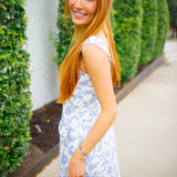 Chateau Chic Dress, Ivory/Blue