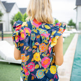 Blossom Reverie Top, Navy
