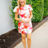 Vatti Dress, Ivory/Red X-Ray Floral