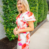 Vatti Dress, Ivory/Red X-Ray Floral
