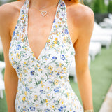Aspen Dress, White Ditsy Floral