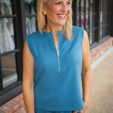 Simmons Half Zip Tank, Mallard Blue