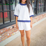 Around Town Top, Off White/Navy