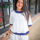 Around Town Top, Off White/Navy