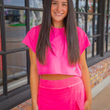 Hot Shot Cropped Tee, Hot Pink