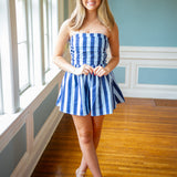 Seaside Stroll Romper, Blue Multi
