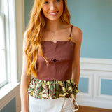 Worth the Wait Top, Brown/Yellow