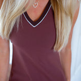 Kalani V-Neck Dress 31", Brown Stone