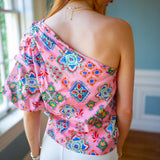 Somewhere Sunny Top, Pink/Multi