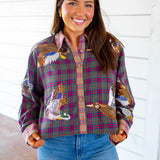 Colorblock Plaid Duck Stripe Top, Multi
