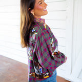 Colorblock Plaid Duck Stripe Top, Multi