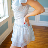 Petals & Promise Mini Dress, Light Blue
