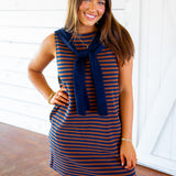 City Stroll Dress, Brown/Navy
