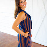 City Stroll Dress, Brown/Navy