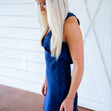 Liora V Neck Mini Dress, Navy