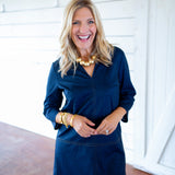 Callie Denim Dress, Navy Saddle