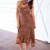 Gaia Burnout Midi Dress, Brown Floral